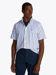 Tommy Hilfiger Kurzarmhemd FLEX POPLIN STP SHIRT Hellblau/Blau/Schwarz