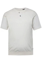 JP1880 T-Shirt Henley Bauchfit Rundhals Weiß/Creme/Khaki/Grau