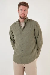 Buratti Langarmhemd Regular Fit Dunkelgrün/Khaki/Grün