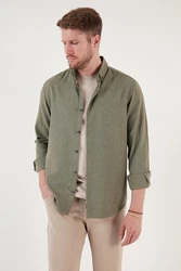 Buratti Langarmhemd Regular Fit Dunkelgrün/Khaki/Grün