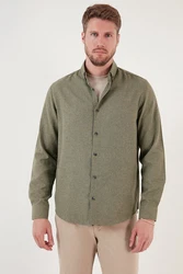 Buratti Langarmhemd Regular Fit Dunkelgrün/Khaki/Grün