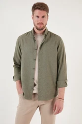 Buratti Langarmhemd Regular Fit Dunkelgrün/Khaki/Grün