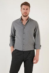 Buratti Langarmhemd Regular Fit Grau/Hellgrau/Dunkelgrau