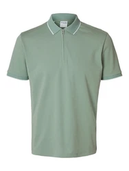 SELECTED HOMME Poloshirt SLHFAVE SPORT ZIP SS POLO NOOS Grün/Hellgrün