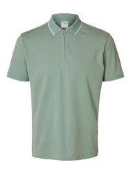 SELECTED HOMME Poloshirt SLHFAVE SPORT ZIP SS POLO NOOS Grün/Hellgrün