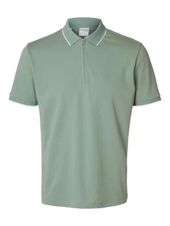 SELECTED HOMME Poloshirt SLHFAVE SPORT ZIP SS POLO NOOS Grün/Hellgrün