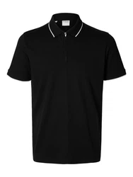 SELECTED HOMME Poloshirt SLHFAVE SPORT ZIP SS POLO NOOS Schwarz
