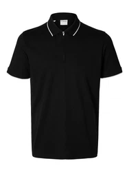 SELECTED HOMME Poloshirt SLHFAVE SPORT ZIP SS POLO NOOS Schwarz