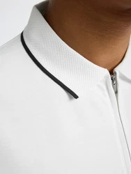 SELECTED HOMME Poloshirt SLHFAVE SPORT ZIP SS POLO NOOS Grau/Weiß/Hellgrau