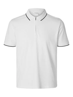 SELECTED HOMME Poloshirt SLHFAVE SPORT ZIP SS POLO NOOS Grau/Weiß/Hellgrau SELECTED HOMME Poloshirt SLHFAVE SPORT ZIP SS POLO NOOS Grau/Weiß/Hellgrau