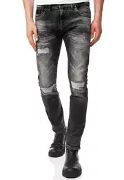 Straight-Jeans YAMATO mit farblich abgesetzten Nhten
