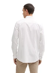 TOM TAILOR Langarmhemd mit Logo Stickerei Weiß/Khaki/Beige/Creme