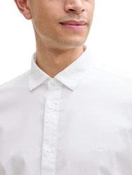 TOM TAILOR Langarmhemd mit Logo Stickerei Weiß/Khaki/Beige/Creme