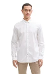 TOM TAILOR Langarmhemd mit Logo Stickerei Weiß/Khaki/Beige/Creme
