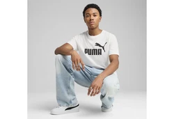 PUMA T-Shirt Essentials No. 1 Logo Herren Weiß/Lila/Creme