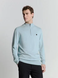Rundhalspullover Sweatshirt mit halbem Reiverschluss
