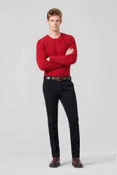MEYER Chinos Roma Stretch-Dehnbund Dunkelblau/Rot/Hellblau