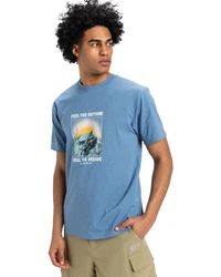 Quiksilver T-Shirt Feel The Outside Blau/Grau/Hellblau/Türkis