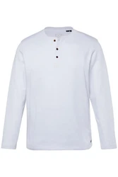 JP1880 T-Shirt Henley Langarm Piqu (JP1880) Grau/Weiß/Creme