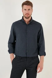 Buratti Langarmhemd Regular Fit Dunkelblau/Grau/Hellblau
