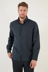 Buratti Langarmhemd Regular Fit Dunkelblau/Grau/Hellblau