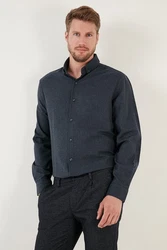 Buratti Langarmhemd Regular Fit Dunkelblau/Grau/Hellblau