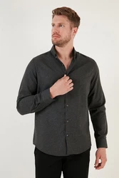 Buratti Langarmhemd Regular Fit Dunkelgrau/Schwarz/Grau
