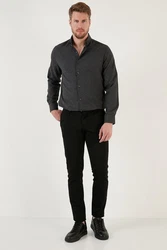 Buratti Langarmhemd Regular Fit Dunkelgrau/Schwarz/Grau