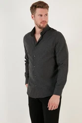 Buratti Langarmhemd Regular Fit Dunkelgrau/Schwarz/Grau