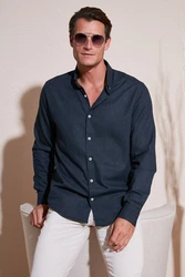 Buratti Langarmhemd Regular Fit Dunkelblau/Hellblau