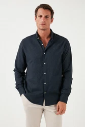 Buratti Langarmhemd Regular Fit Dunkelblau/Hellblau
