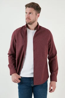 Buratti Langarmhemd Regular Fit Dunkelrot/Bordeaux/Rot