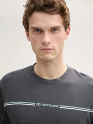 TOM TAILOR T-Shirt mit Print hellblau/dunkelgrau/wei