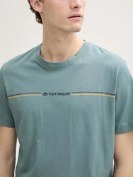 TOM TAILOR T-Shirt mit Print Türkis/Grün/Grau