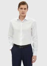 Poloshirt Wei Regular Fit Bgelfreies Weben Klassisches 100% Baumwollhemd