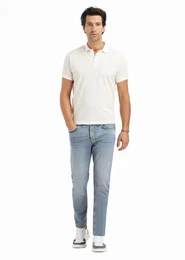 Poloshirt Jacquard-T-Shirt mit Polokragen aus 100 % Baumwolle