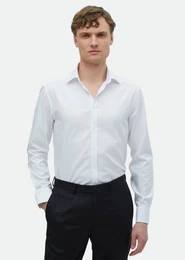 T-Shirt Weies Einfarbiges Regular Fit Weben Klassisches 100% Baumwollhemd