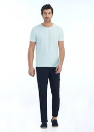 T-Shirt Jacquard-T-Shirt aus Baumwollmischung mit Rundhalsausschnitt