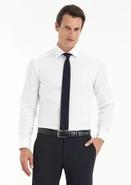 T-Shirt Weies Muster Regular Fit Weben Klassisches 100% Baumwollhemd