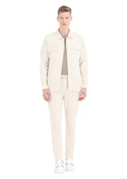 Jackenblazer Steinfarbener Blazer aus Baumwollmischung mit normaler Passform