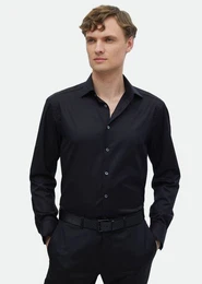 T-Shirt Schwarzes Regular Fit Bgelfreies Weben Klassisches 100% Baumwollhemd