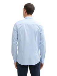 TOM TAILOR Langarmhemd mit Logo Stickerei Hellblau/Blau
