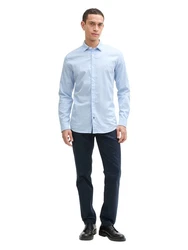 TOM TAILOR Langarmhemd mit Logo Stickerei Hellblau/Blau