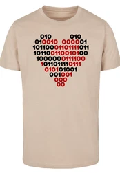 F4NT4STIC T-Shirt I love you 01001001 Binary Code Herz Valentinstag Beige/Khaki