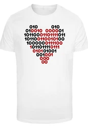 F4NT4STIC T-Shirt I love you 01001001 Binary Code Herz Valentinstag Weiß/Dunkelrot/Rot/Creme
