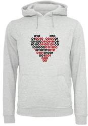 F4NT4STIC Kapuzenpullover I love you Binary Code Herz Valentinstag Hellgrau/Grau/Dunkelrot/Rot