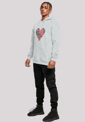F4NT4STIC Kapuzenpullover I love you Binary Code Herz Valentinstag Hellgrau/Grau/Dunkelrot/Rot
