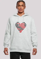 F4NT4STIC Kapuzenpullover I love you Binary Code Herz Valentinstag Hellgrau/Grau/Dunkelrot/Rot