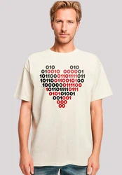 F4NT4STIC T-Shirt I love you Binary Code Herz Beige/Rot/Gelb/Dunkelrot/Weiß