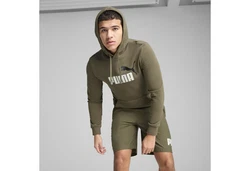 PUMA Hoodie Essentials No. 1 Logo Hoodie Herren Dunkelgrün/Rosa